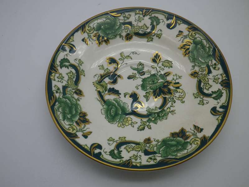 Vintage Mason's Ironstone Chartreuse England over sized cup and saucer duo