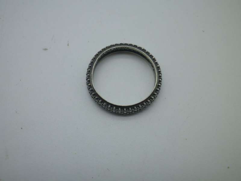 PANDORA Sterling Silver Eternity Ring, double row cubic zirconias Size: O 1/2. weight: approx 2.5grm