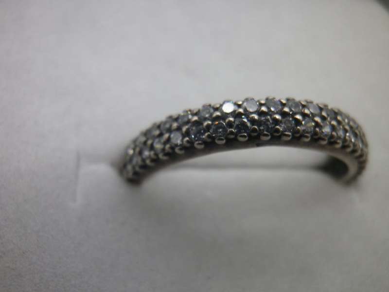 PANDORA Sterling Silver Eternity Ring, double row cubic zirconias Size: O 1/2. weight: approx 2.5grm