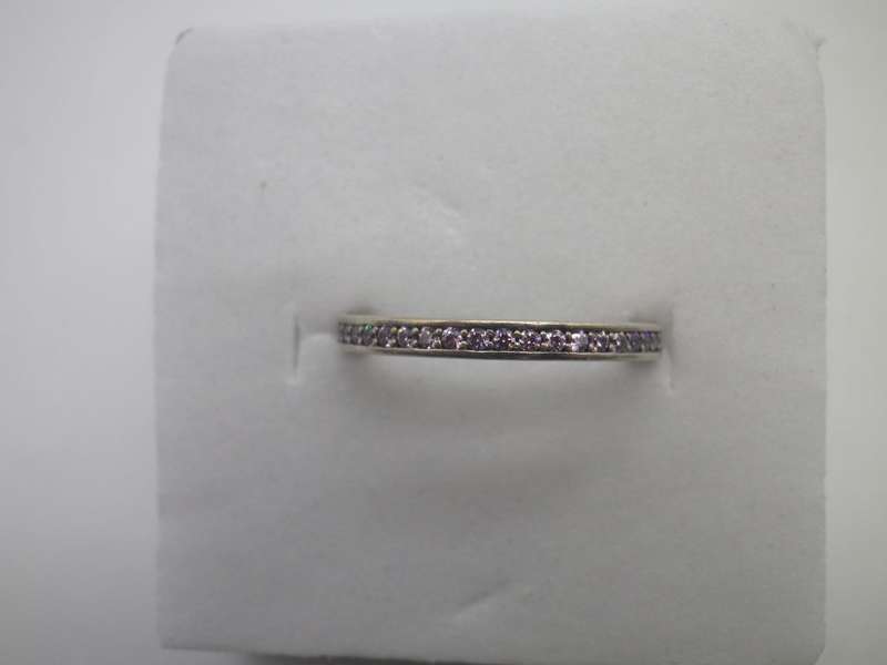PANDORA Sterling Silver with hearts, Pink cubic zirconias & enamel Ring Size: L