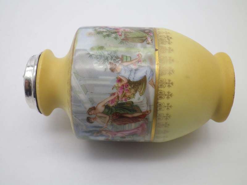 Antique Victorian porcelain vase with Hallmarked Silver rim. London 1910