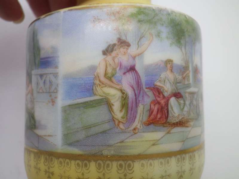 Antique Victorian porcelain vase with Hallmarked Silver rim. London 1910