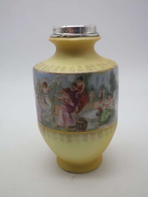 Antique Victorian porcelain vase with Hallmarked Silver rim. London 1910