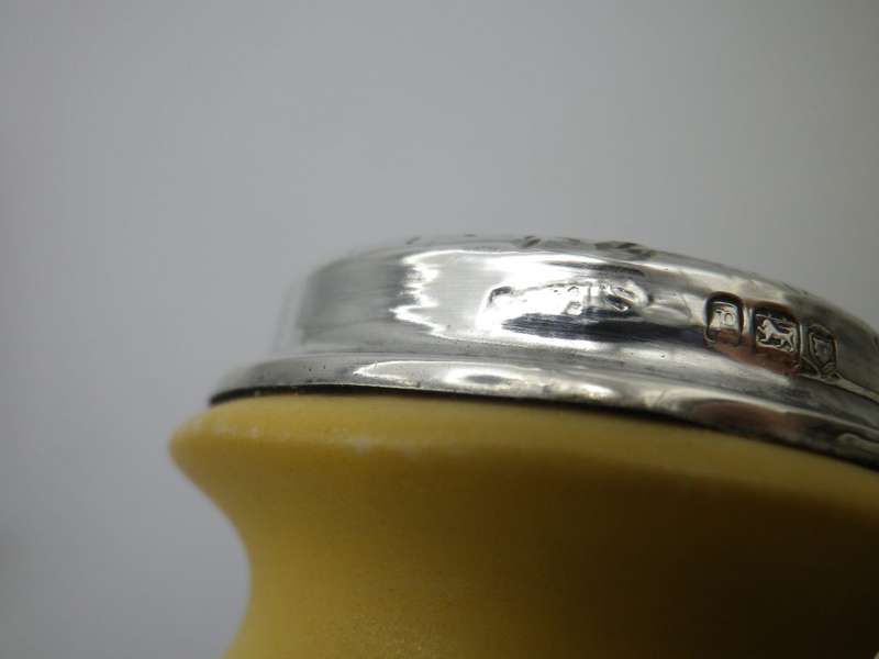 Antique Victorian porcelain vase with Hallmarked Silver rim. London 1910