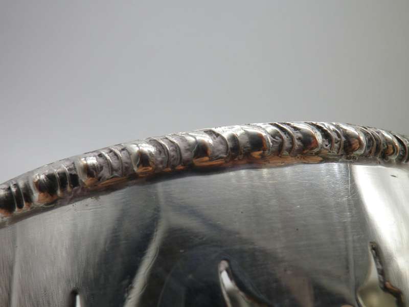 Vintage Silver plate on Copper wine bottle holder with pierced detail. Primrose Plate, England