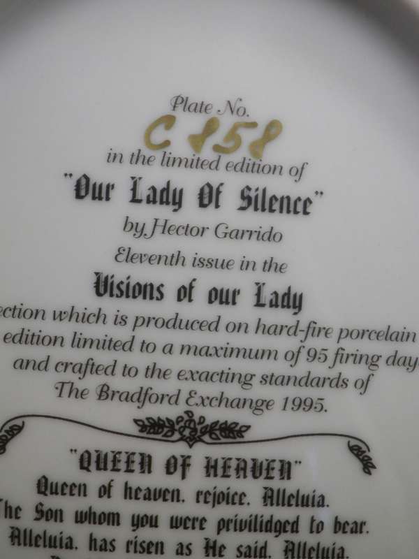 OUR LADY OF SILENCE  DISPLAY PLATE. VISIONS OF MARY series. Hector Garrido BRADFORD EXCHANGE