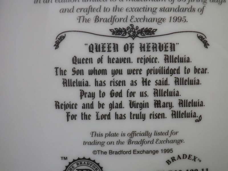 OUR LADY OF SILENCE  DISPLAY PLATE. VISIONS OF MARY series. Hector Garrido BRADFORD EXCHANGE