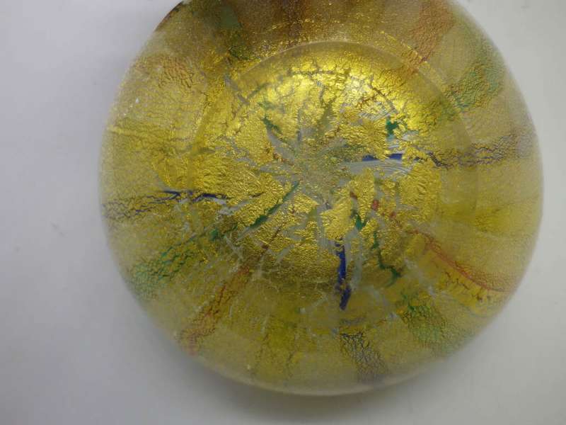 Mid Century Italian Latticino & Gold Art Glass Small bowl. 11 x 5cm BEAUTIFUL!!