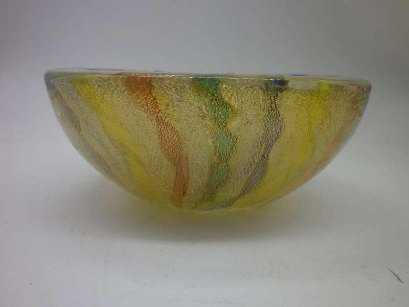 Mid Century Italian Latticino & Gold Art Glass Small bowl. 11 x 5cm BEAUTIFUL!!