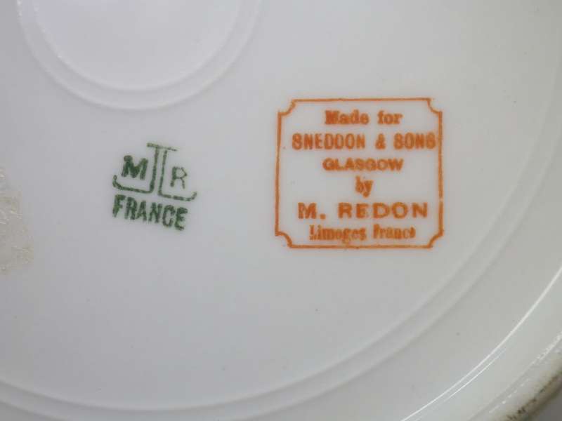 Vintage LIMOGES France BLUSHWARE Plate M Redon Made for Snedon & Song Glasgow