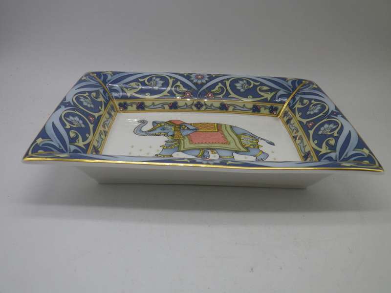 Wedgwood & Co BLUE ELEPHANT rectangular Platter Dish. 16x 20cm RARE!