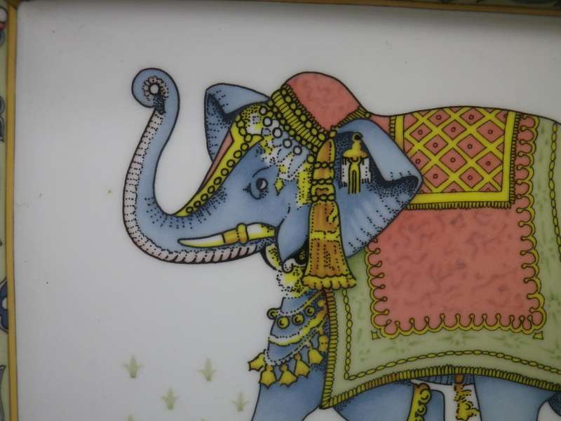 Wedgwood & Co BLUE ELEPHANT rectangular Platter Dish. 16x 20cm RARE!
