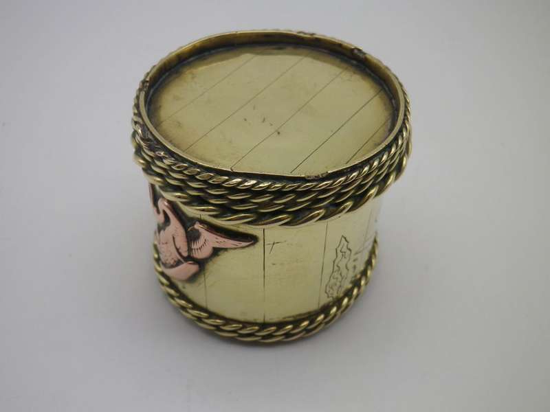 Vintage Oriental Signed Small Brass & Copper pot or brush holder