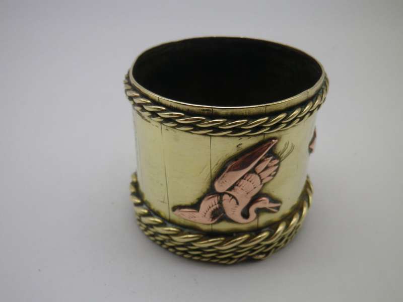 Vintage Oriental Signed Small Brass & Copper pot or brush holder