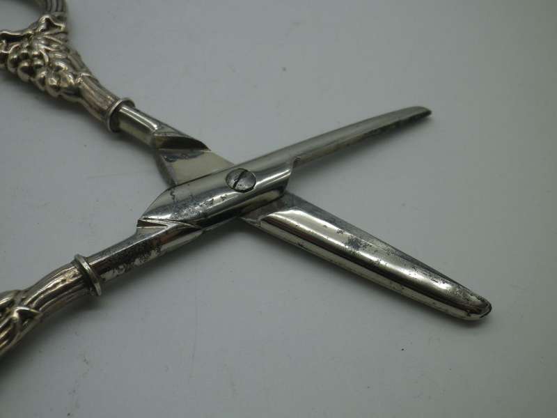 Hallmarked Edwardian Sterling Silver Handled GRAPE SCISSORS. Birmingham, 1901 Levi & Salaman. Boxed.