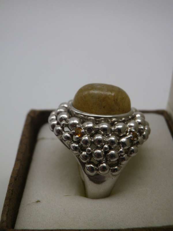 Sterling Silver & Rudelite Designer Ring. 14.9 grms Size O