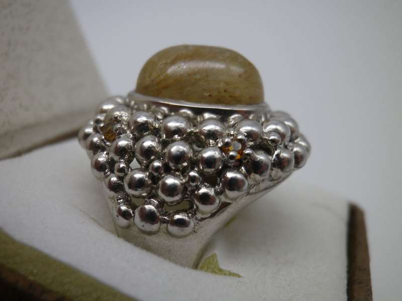 Sterling Silver & Rudelite Designer Ring. 14.9 grms Size O