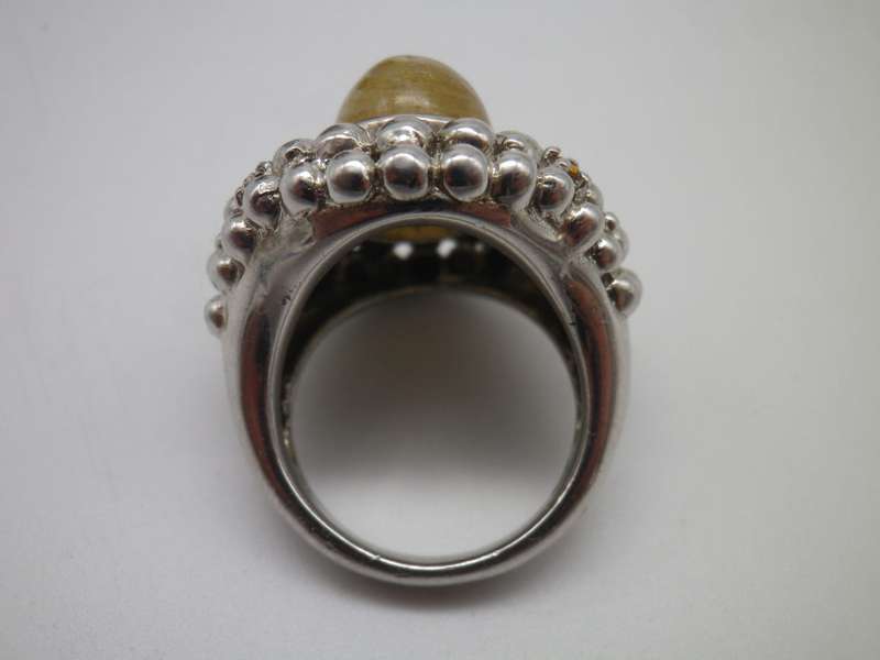 Sterling Silver & Rudelite Designer Ring. 14.9 grms Size O