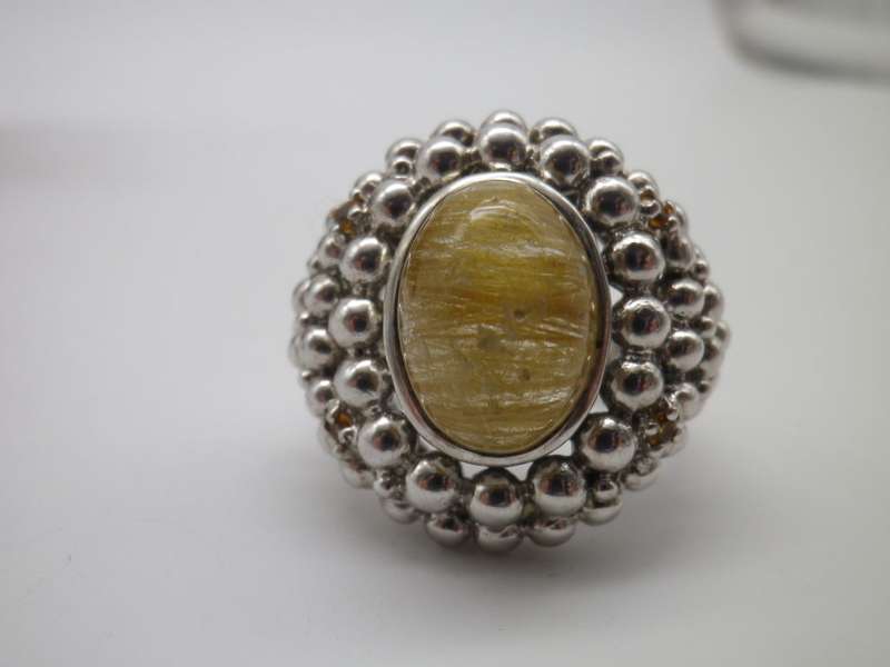 Sterling Silver & Rudelite Designer Ring. 14.9 grms Size O