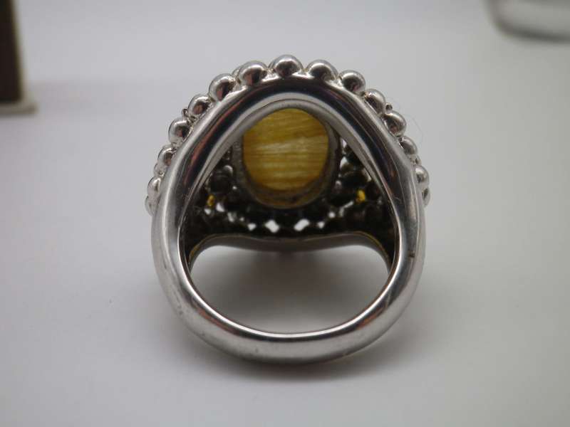 Sterling Silver & Rudelite Designer Ring. 14.9 grms Size O