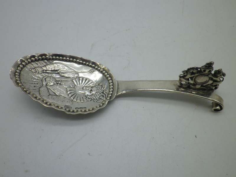 GERMAN 925 SILVER CADDY SPOON HANAU BY NERESHEIMER IMPORT MARKS LONDON 1910 BERTHOLD MULLER