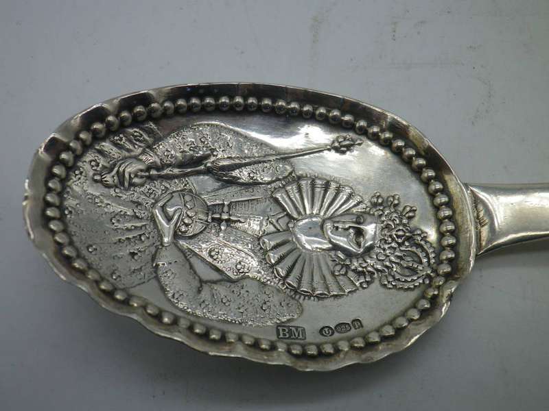GERMAN 925 SILVER CADDY SPOON HANAU BY NERESHEIMER IMPORT MARKS LONDON 1910 BERTHOLD MULLER