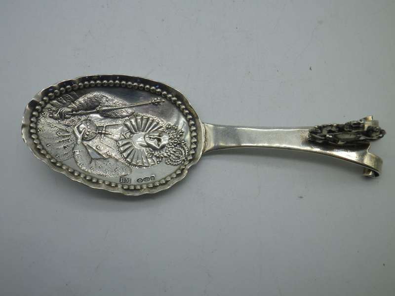 GERMAN 925 SILVER CADDY SPOON HANAU BY NERESHEIMER IMPORT MARKS LONDON 1910 BERTHOLD MULLER