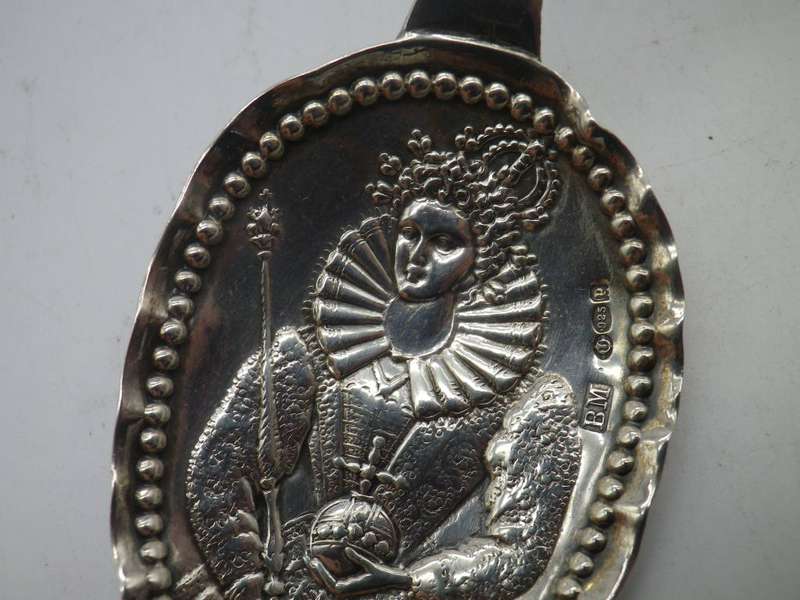 GERMAN 925 SILVER CADDY SPOON HANAU BY NERESHEIMER IMPORT MARKS LONDON 1910 BERTHOLD MULLER