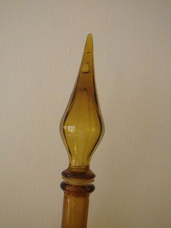 Vintage Mid century Italian Amber Pressed Glass Genie Bottle Empoli Bath Salts Bottle/decanter