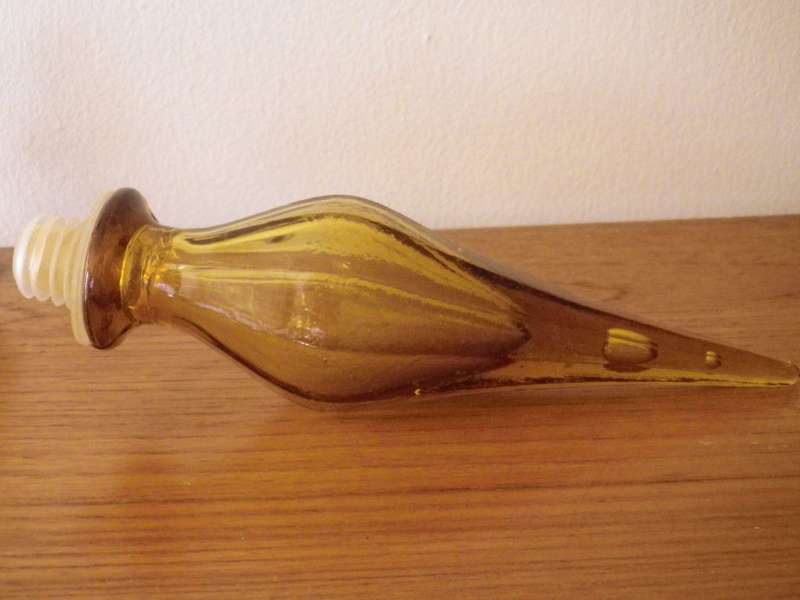 Vintage Mid century Italian Amber Pressed Glass Genie Bottle Empoli Bath Salts Bottle/decanter