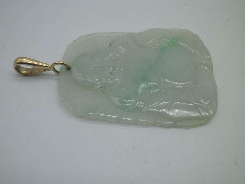 FOR SHAUN ONLY PLEASE!!!  Vintage JADE LARGE BUDDHA PENDANT with 9ct gold bale. 5x 4cm