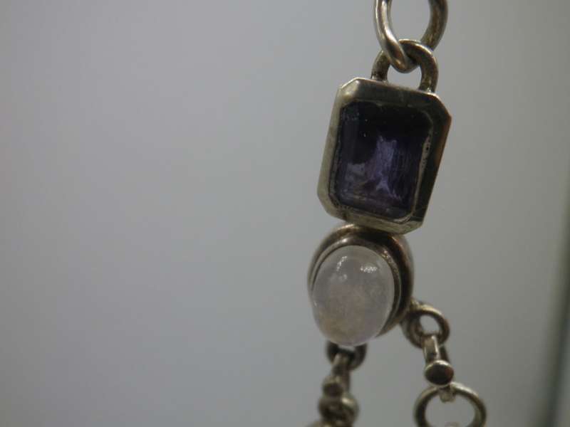 Sterling Silver,  MOONSTONE & Amethyst Boho Design necklace. GORGEOUS!