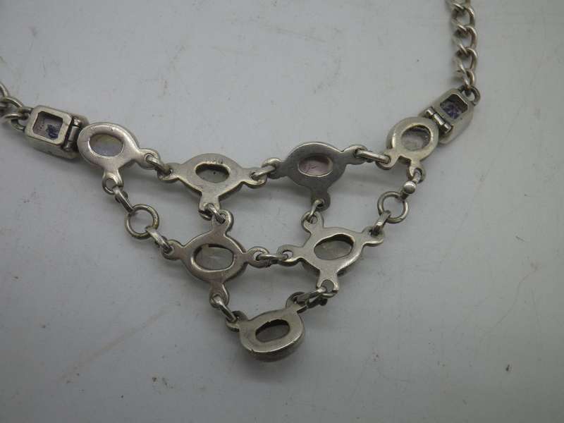 Sterling Silver,  MOONSTONE & Amethyst Boho Design necklace. GORGEOUS!