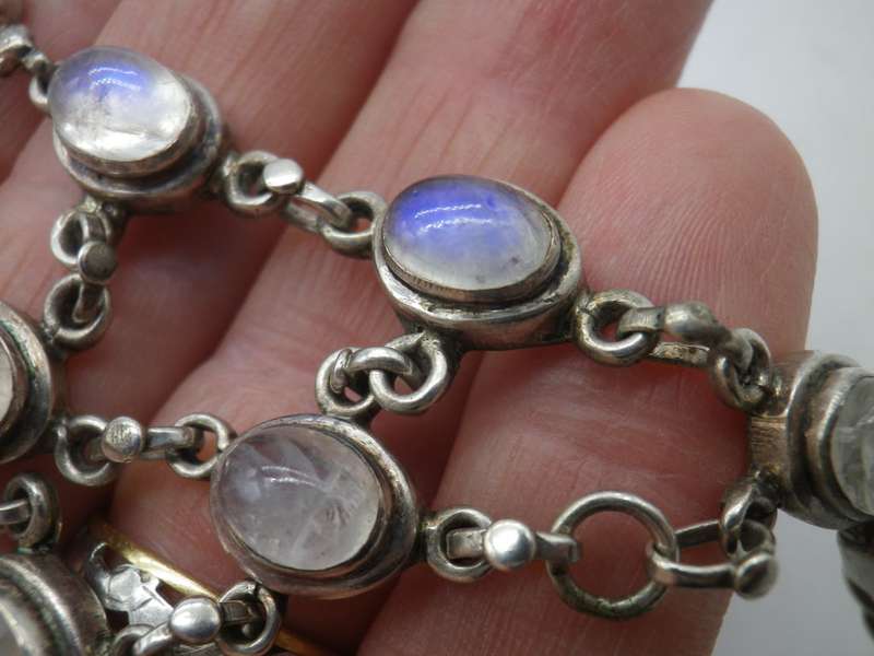 Sterling Silver,  MOONSTONE & Amethyst Boho Design necklace. GORGEOUS!