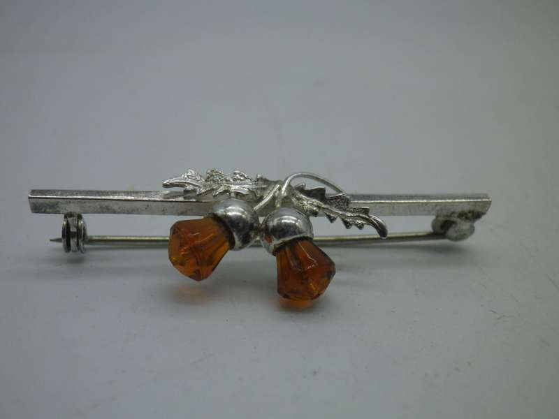 Scottish Sterling Silver & Citrine Ward Brothers Thistle brooch.  Excellent condition