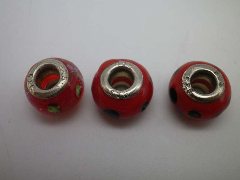 Glass Troll Bead Charms with Sterling Silver. Compatible with Pandora bracelet