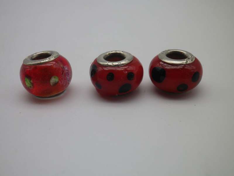 Glass Troll Bead Charms with Sterling Silver. Compatible with Pandora bracelet