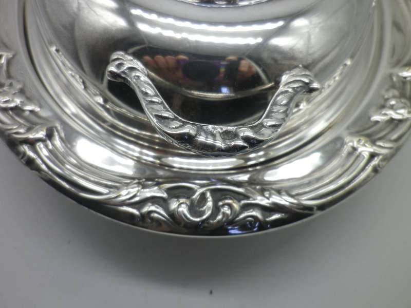 Attractive Silver Plated Lidded Oval Entree Serving Dish with Glass liner Very Good Condition