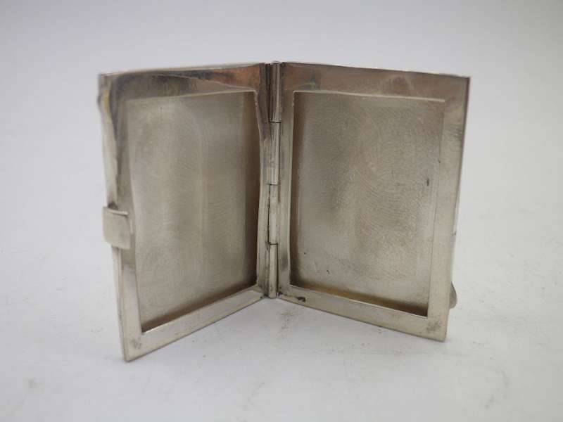 Miniature Silver Travelling Double PHOTO FRAME Hallmarked B/ham c1991 3.7x 3cm 12.6 g
