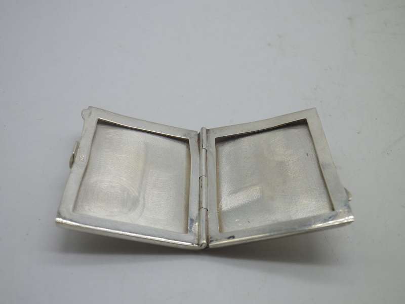 Miniature Silver Travelling Double PHOTO FRAME Hallmarked B/ham c1991 3.7x 3cm 12.6 g