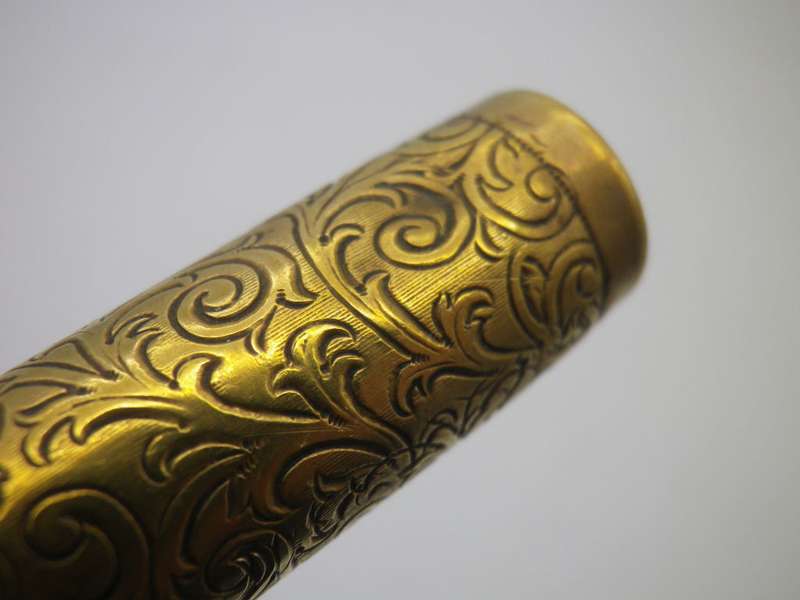 Unusual Vintage brass cased miniature Manicure Set to attach to Chatelaine
