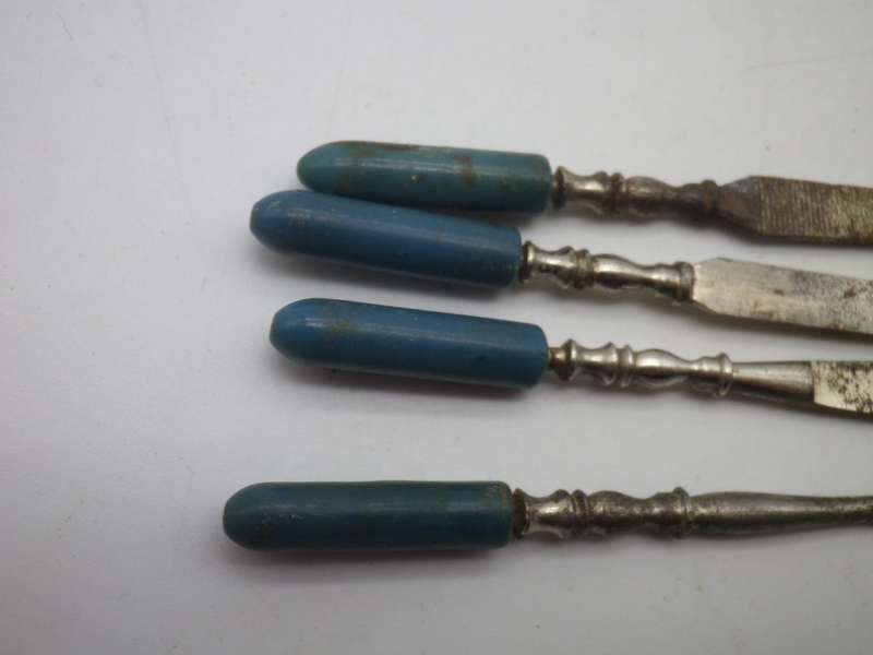 Unusual Vintage brass cased miniature Manicure Set to attach to Chatelaine