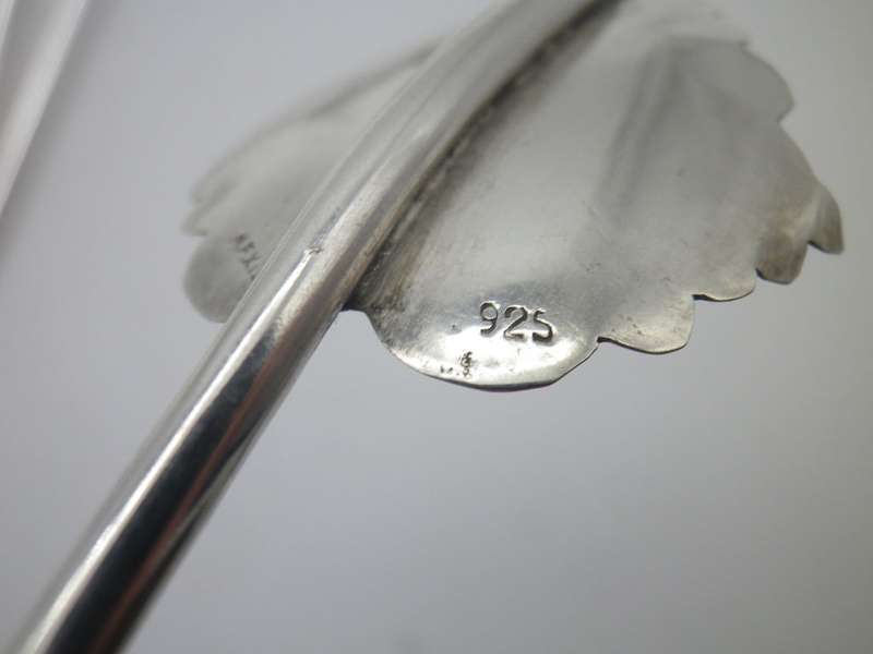 Vintage set 6 Mexico Sterling Silver Leaf Sipper Mate Straws. Unusual