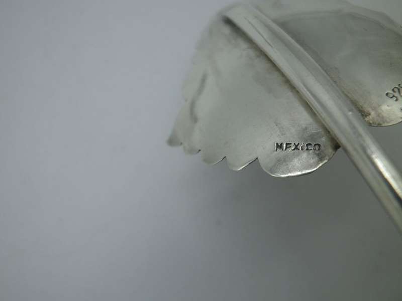 Vintage set 6 Mexico Sterling Silver Leaf Sipper Mate Straws. Unusual