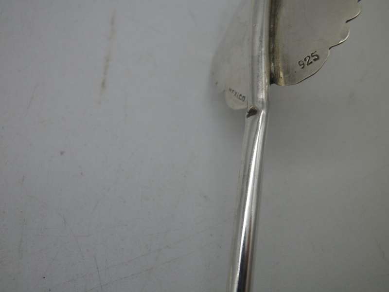Vintage set 6 Mexico Sterling Silver Leaf Sipper Mate Straws. Unusual