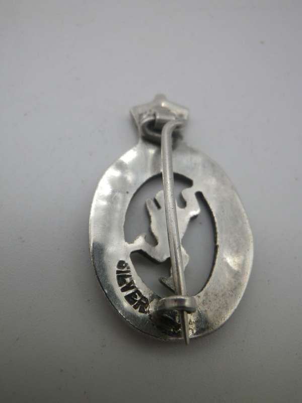 SA SEIN KORPS / SAC Signals Sterling Silver & Enamel Sweetheart badge   2.7cm