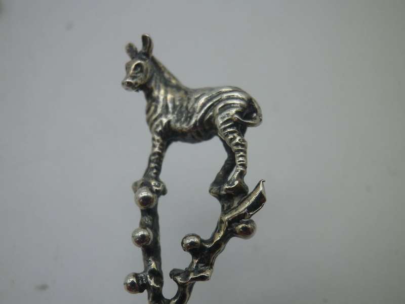 2 Sterling Silver teaspoons. LION & ZEBRA.  9.5cm 20g