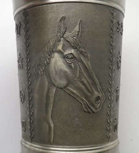 Quality Vintage Zinn Pewter EQUESTRIAN theme Tumbler