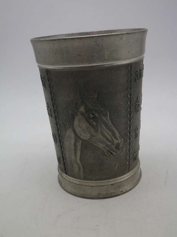 Quality Vintage Zinn Pewter EQUESTRIAN theme Tumbler