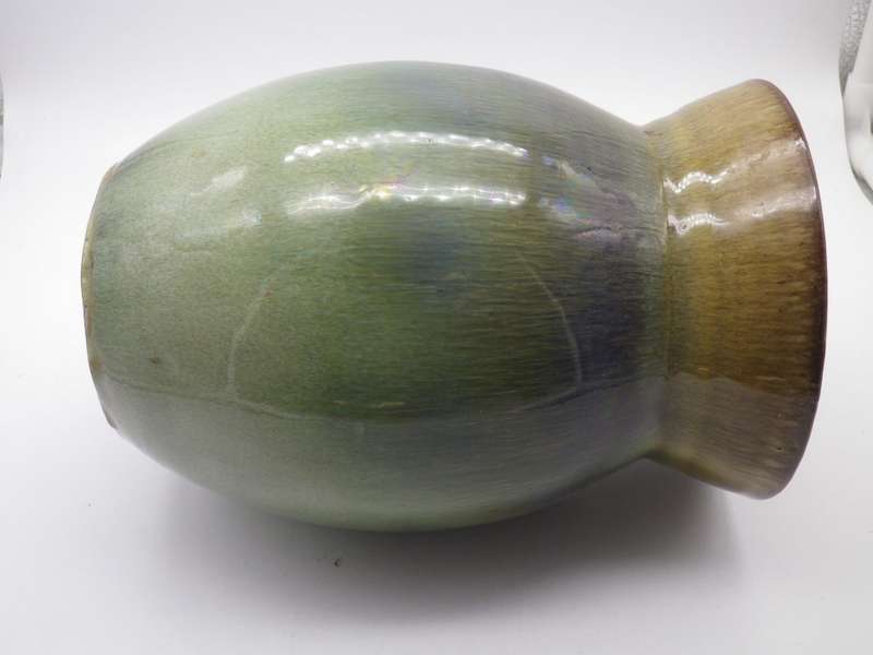 RAND CERAMICS SA Green Glaze Pottery Vase. No 6210. 18cm tall